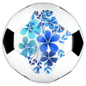 Voetbal Waterverf Blauw Bloem Ontwerp Kunst (Gedraaid)