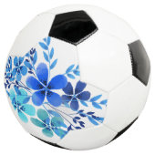 Voetbal Waterverf Blauw Bloem Ontwerp Kunst (Drie kwart)