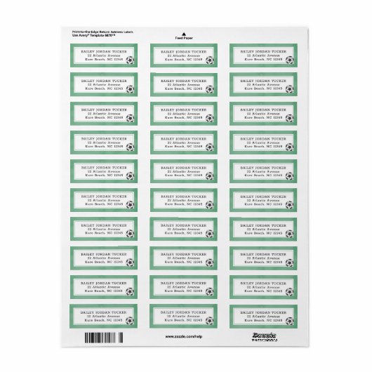 Voetbal Waterverf Green Return-adres Etiket (Full Sheet)