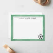 Voetbal Waterverf Groen Kantoorartikelen Notitiekaartje (Voorkant / Achterkant in situ)