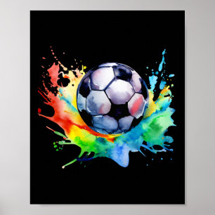 Voetbal Waterverf Voetbal Artsy Spetterende Speler Poster