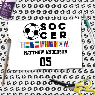 Voetbal Wereld Vlaggen Monogram Tissuepapier