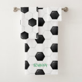 Voetbal White Black Groen Kinder Aangepaste naam Bad Handdoek (Insitu)