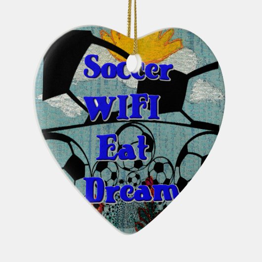 Voetbal WIFI eet Dream Herhaal. Keramisch Ornament (Rechts)