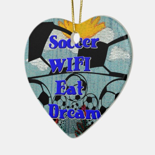 Voetbal WIFI eet Dream Herhaal. Keramisch Ornament (Links)
