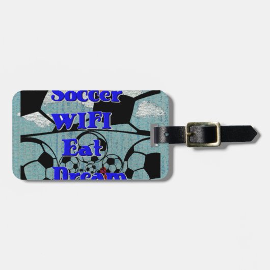 Voetbal WIFI Eet Dromen – Leuke Sport Art Print Bagagelabel (Voorkant horizontaal)
