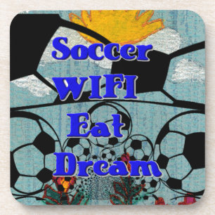Voetbal WIFI Eet Dromen – Leuke Sport Art Print Bier Onderzetter
