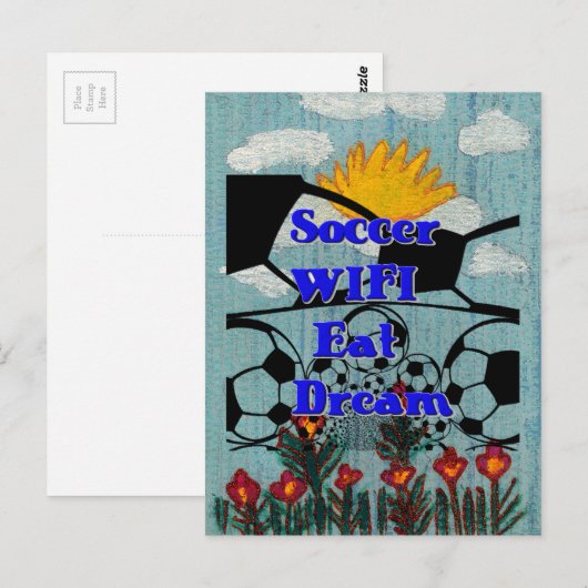 Voetbal WIFI Eet Dromen – Leuke Sport Art Print Briefkaart (Voorkant / Achterkant)