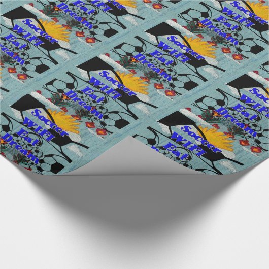 Voetbal WIFI Eet Dromen – Leuke Sport Art Print Cadeaupapier (Hoek)