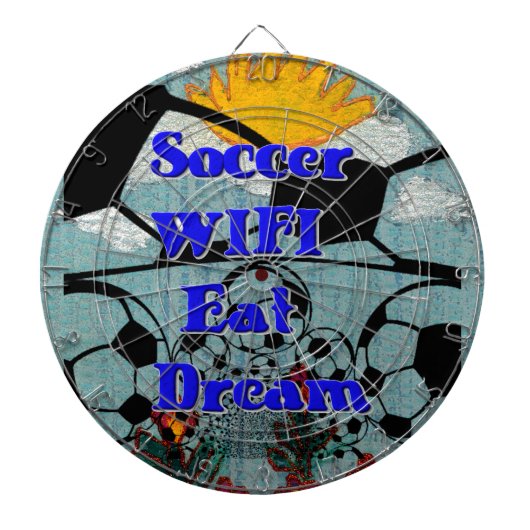 Voetbal WIFI Eet Dromen – Leuke Sport Art Print Dartbord (Voorkant)