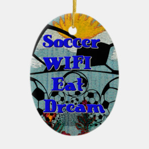 Voetbal WIFI Eet Dromen – Leuke Sport Art Print Keramisch Ornament