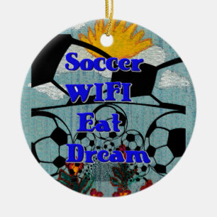 Voetbal WIFI Eet Dromen – Leuke Sport Art Print Keramisch Ornament