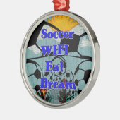 Voetbal WIFI Eet Dromen – Leuke Sport Art Print Metalen Ornament (Links)