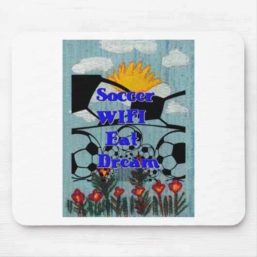 Voetbal WIFI Eet Dromen – Leuke Sport Art Print Muismat (Voorkant)