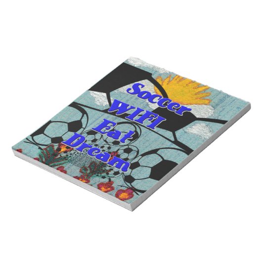 Voetbal WIFI Eet Dromen – Leuke Sport Art Print Notitieblok (Linkerzijde)