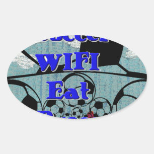 Voetbal WIFI Eet Dromen – Leuke Sport Art Print Ovale Sticker