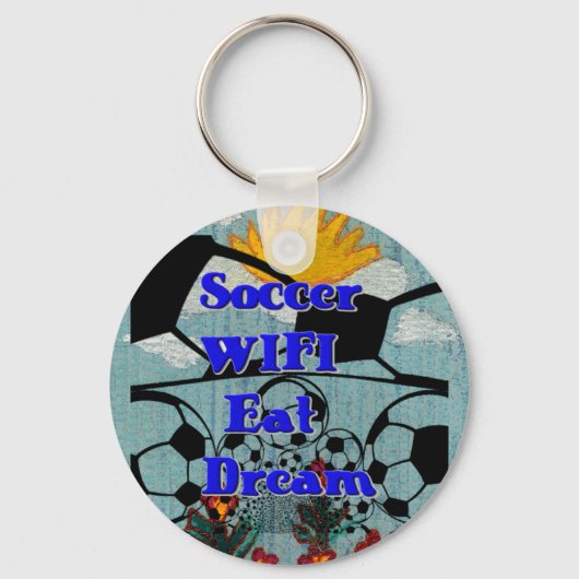 Voetbal WIFI Eet Dromen – Leuke Sport Art Print Sleutelhanger (Voorkant)