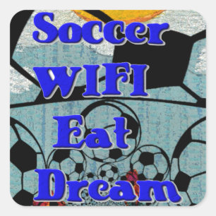 Voetbal WIFI Eet Dromen – Leuke Sport Art Print Vierkante Sticker