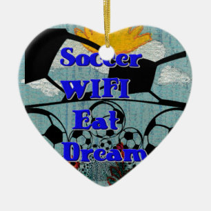 Voetbal WIFI Eten Droom Herhalen. Keramisch Ornament