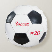 Voetbal Wit en Zwart Futbol Sportthema Rond Kussen (Voorkant)