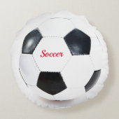 Voetbal Wit en Zwart Futbol Sportthema Rond Kussen (Achterkant)