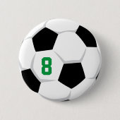 Voetbal wit zwart Groen Aangepast teamnummer Ronde Button 5,7 Cm (Voorkant)