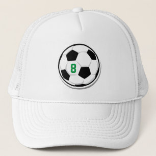Voetbal wit zwart Groen Aangepast teamnummer Trucker Pet