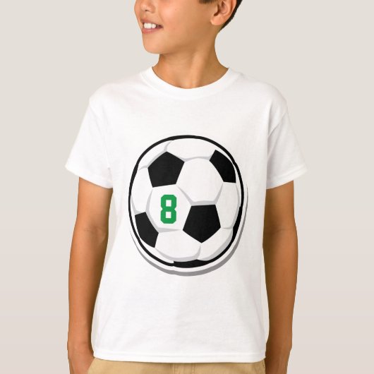 Voetbal Wit Zwart Groen Kinder Teamnummer T-shirt (Voorkant)