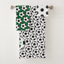 Voetbal Wit Zwart Groen Kinderen Decoratie Bad Handdoek