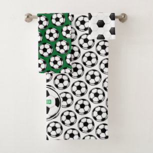 Voetbal Wit Zwart Groen Kinderen Decoratie Bad Handdoek