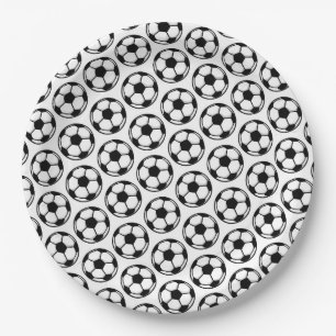 Voetbal Wit Zwart Sportteam Kinderen Verjaardag Papieren Bordje