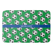 Voetbal, witte naam, blauw & groen badmat (Voorkant)