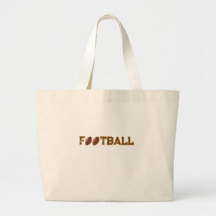 VOETBAL woord boodschappentassen in bruin Grote Tote Bag