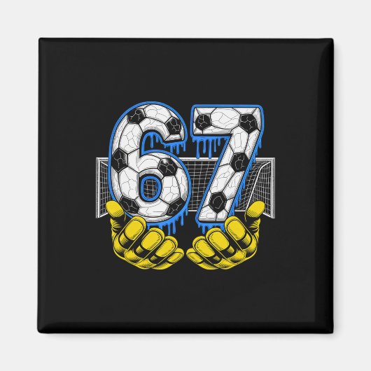 Voetbal Zes Zeven 67 Grappige Gen Alpha Meme Magneet (Voorkant)