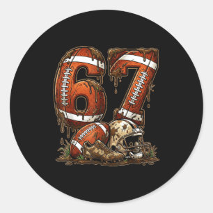 Voetbal Zes Zeven Drip 67 Meme Grappig 6-7 Voetbal Ronde Sticker