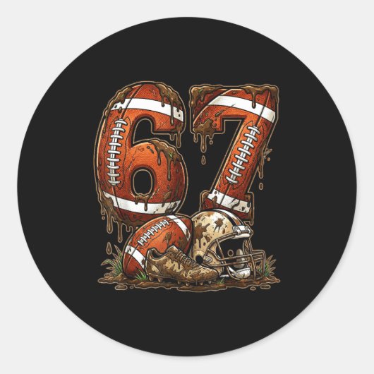 Voetbal Zes Zeven Drip 67 Meme Grappig 6-7 Voetbal Ronde Sticker (Voorkant)