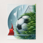 Voetbal Zit In Gras Legpuzzel (Verticaal)