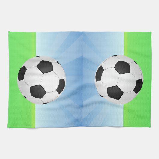 Voetbal zonnige dag theedoek (Horizontaal)