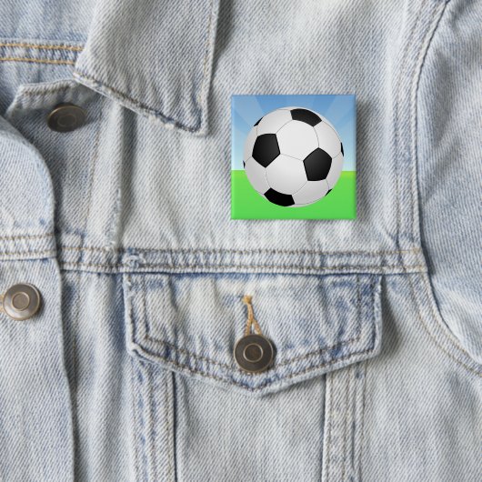 Voetbal zonnige dag vierkante button 5,1 cm (In situ)