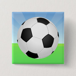 Voetbal zonnige dag vierkante button 5,1 cm