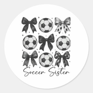 Voetbal Zus Funny Coquette Strik Voetbal Zus _2 Ronde Sticker