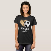 Voetbal zuster Leopard hart Moederdag T-shirt (Voorkant volledig)