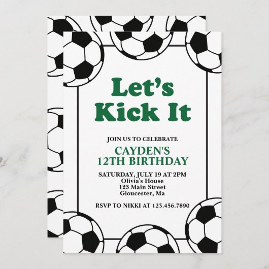 Voetbal zwart en groen Verjaardag Kaart (Voorkant / Achterkant)