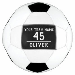 Voetbal zwart met teamnaam nummer