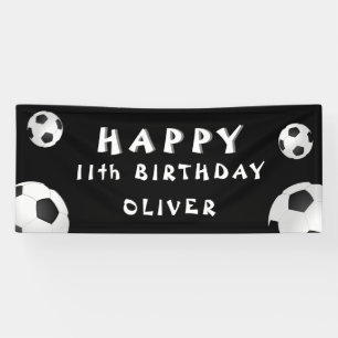 Voetbal Zwart Sport Verjaardagsfeestje Spandoek