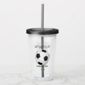 Voetbal Zwart Wit Aangepaste Verjaardag Acryl Drinkbeker (Voorkant)