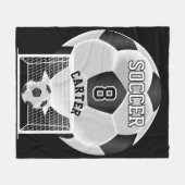 Voetbal - Zwart-wit Fleece Deken (Voorkant (Horizontaal))