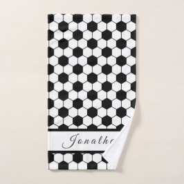 Voetbal Zwart-wit Kinder spelers Naam Sporty Handdoek