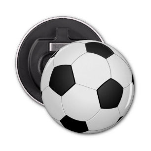 Voetbal zwart-wit Klassiek Button Flesopener