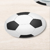 Voetbal zwart-wit Klassiek Ronde Kartonnen Onderzetter (Gebogen)